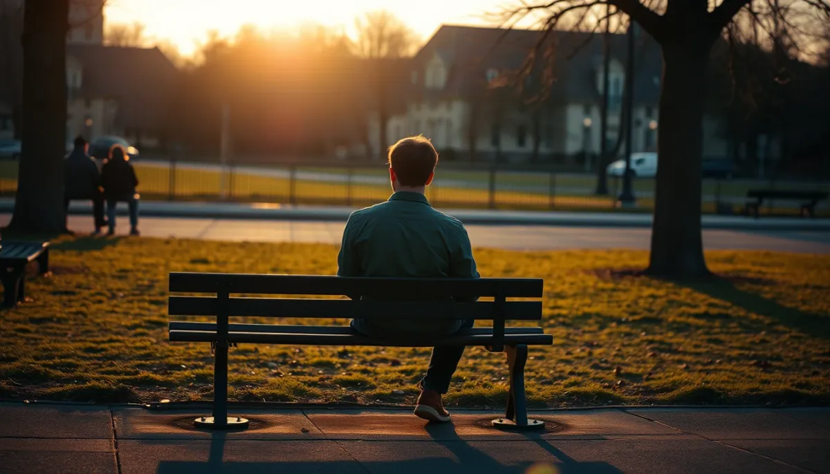 Personne assise seule sur un banc, évoquant la réflexion et le besoin d'accompagnement