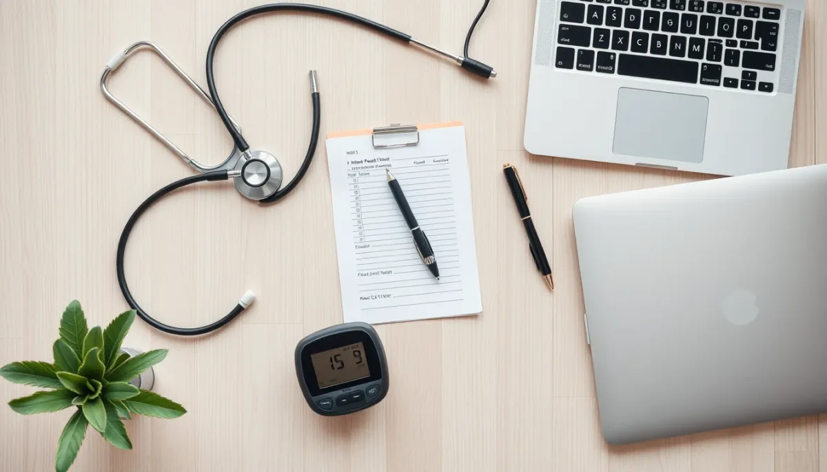 Bureau de consultation médicale avec stéthoscope et ordonnance, symbolisant la priorité du traitement médical