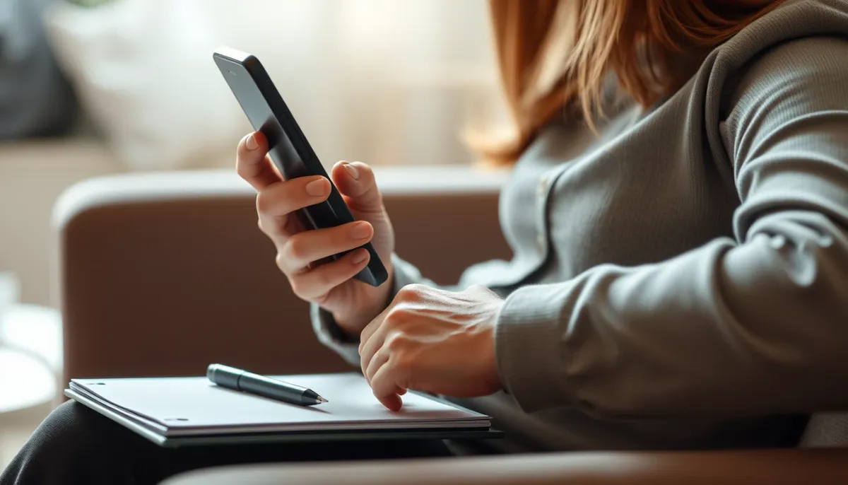 Consultation de voyance amour par téléphone, personne prenant des notes