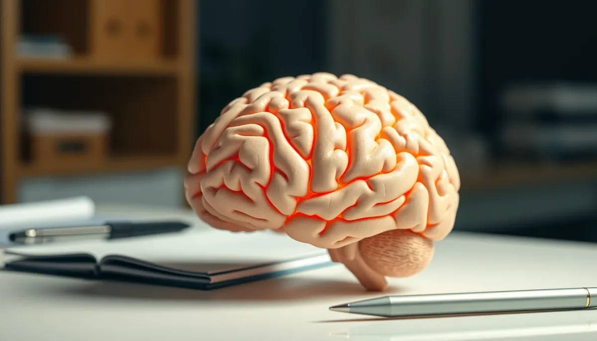 Modèle de cerveau humain avec connexions neuronales, illustrant les neurosciences du déjà-vu