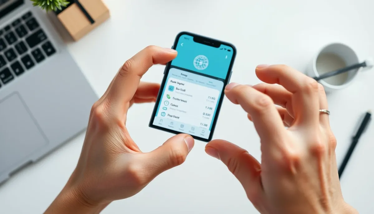 Personne consultant une application bancaire sur son smartphone, symbolisant les conditions cachées des offres gratuites
