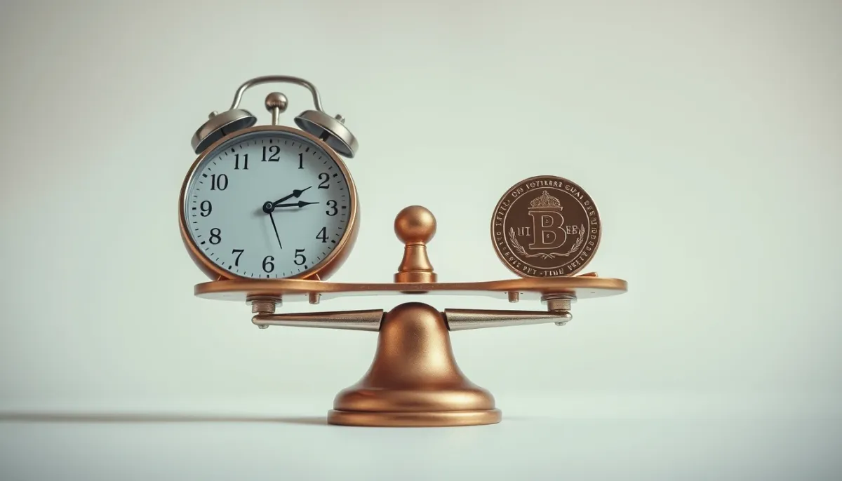 Balance symbolisant l'équilibre entre le temps offert et le coût des minutes de voyance