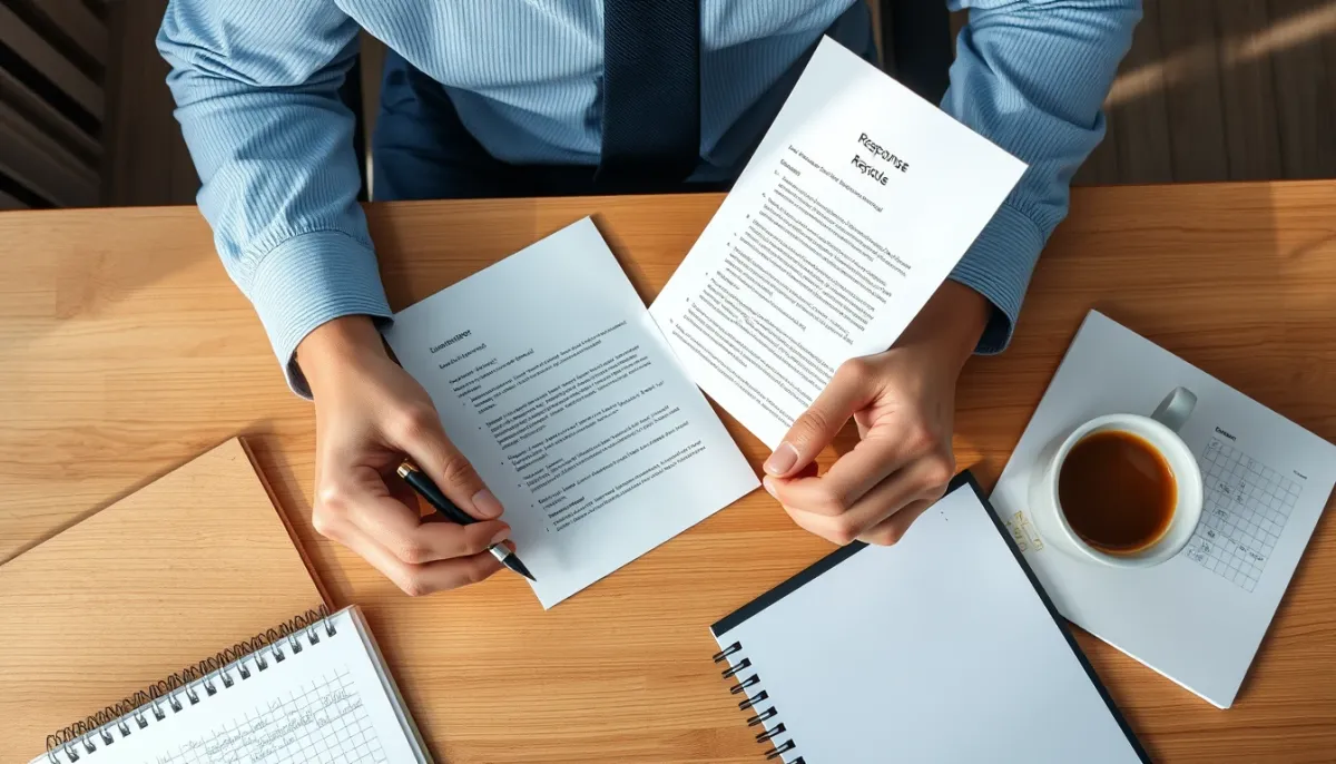 Personne comparant une réponse écrite de voyance avec ses notes personnelles